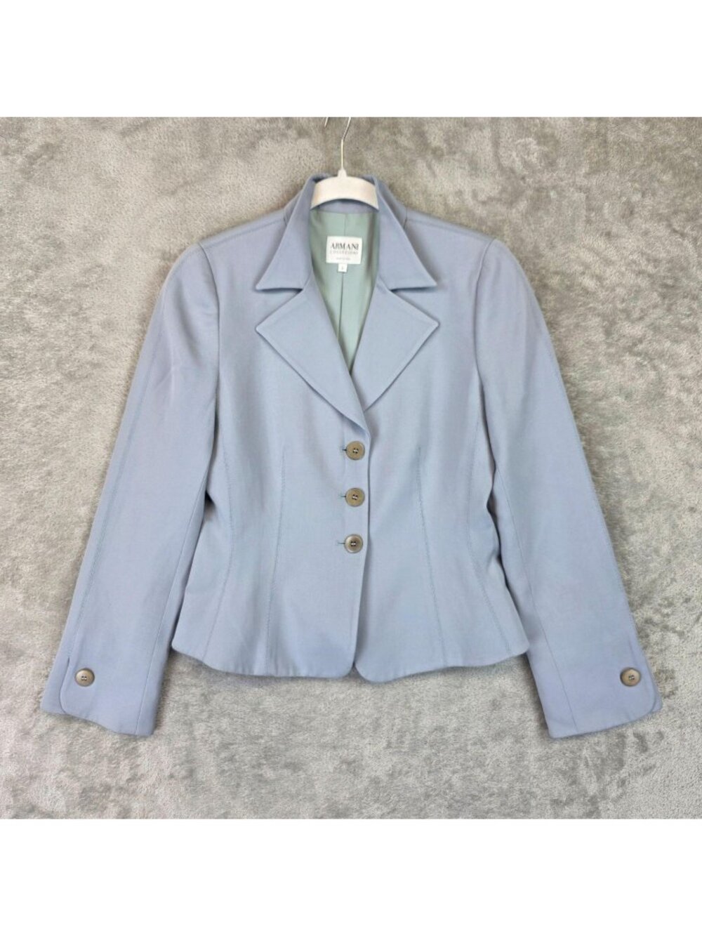 Armani Collezioni Blazer Womens 6 Blue Wool 4 Button Lined Jacket Italy